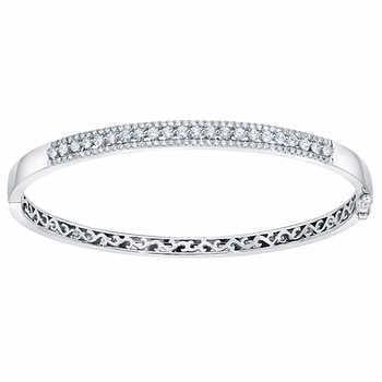 23803 3 Ct Womens Round Cut Diamonds Bangle - White Gold