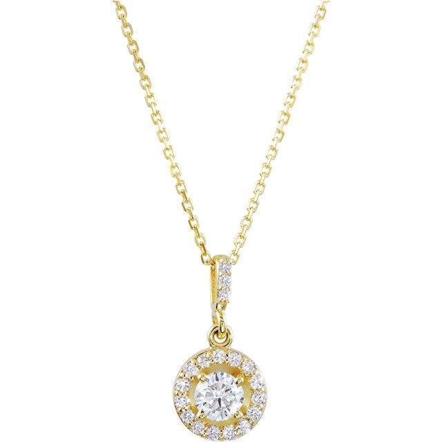 27185 1.45 Ct 14k Yellow Gold Round Cut Sparkling Diamonds Pendant Necklace