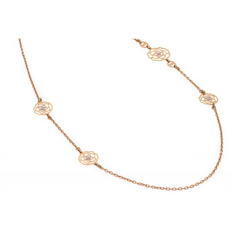 Hc10714 0.28 Ct Diamonds Women Tennis Necklace Rose Gold, Color F - Vvs1 Clarity