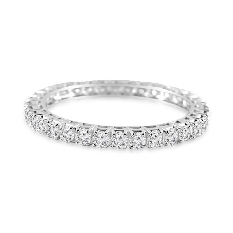 23480 12 Ct Prong Setting Round Brilliant Diamond Bangle - White & Solid Gold