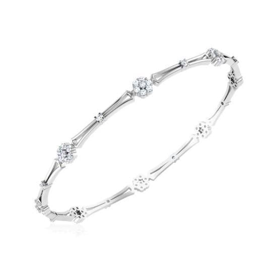 27002 6.40 Ct Round Brilliant Cut Diamonds Bangle - 14k White Gold