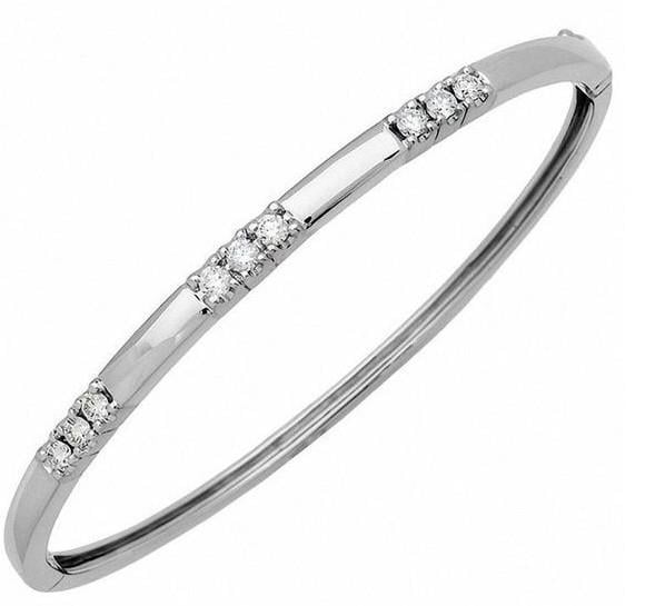 27094 1.35 Ct Brilliant Cut Diamonds Womens Bangle - 14k White Gold