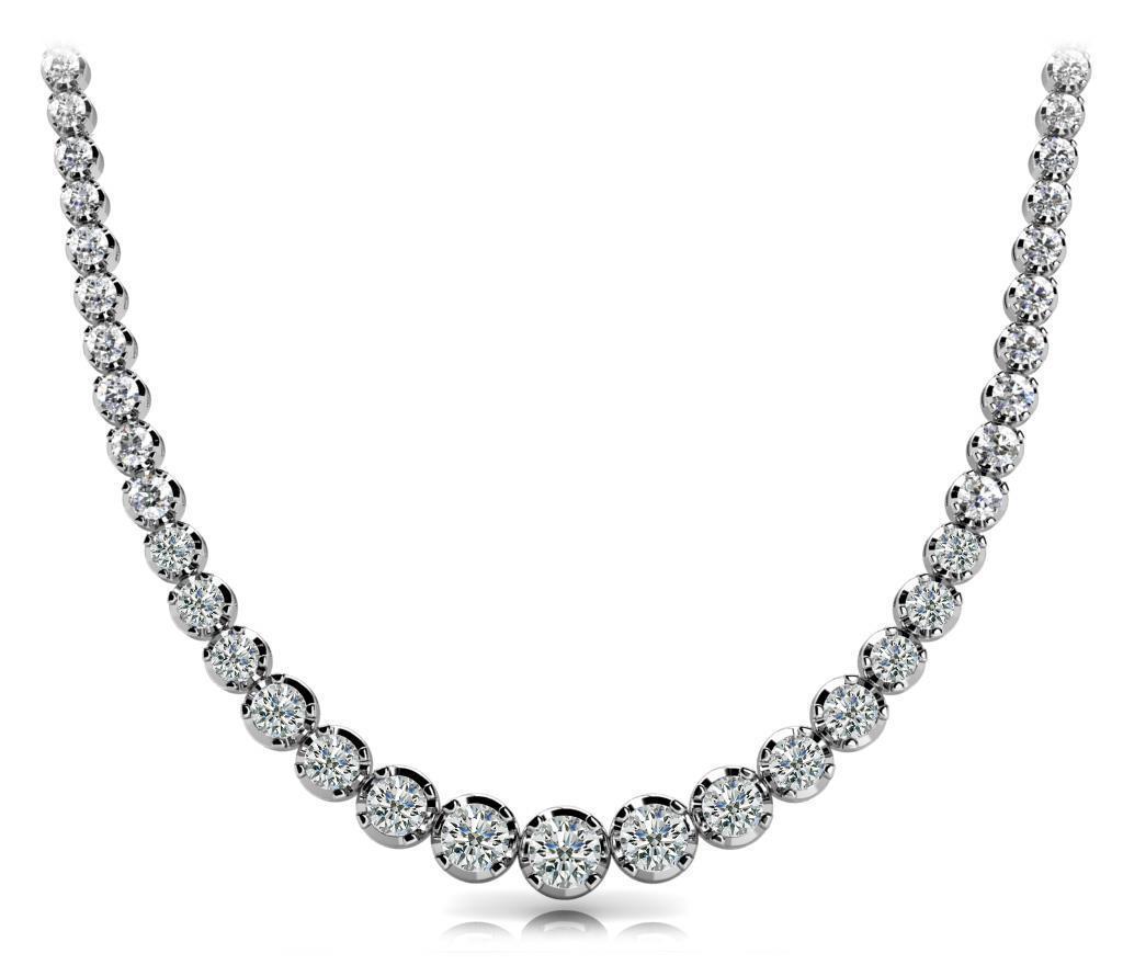 31072 18 Ct Round Diamond Strand Sparkling Necklace - White Gold