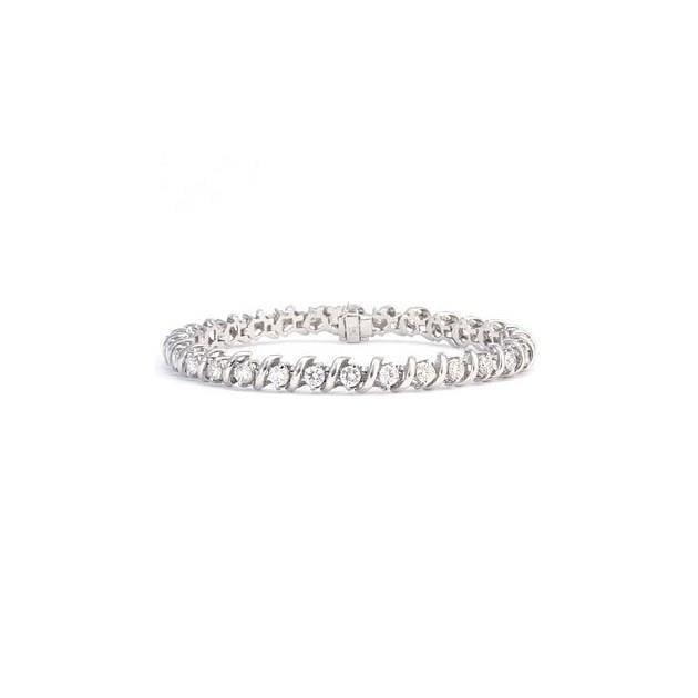 37048 7.5 Ct Round Brilliant Diamond Solid White Gold Tennis Bracelet