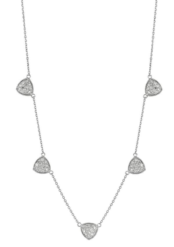 Hc12823 1.06 Ct Round Brilliant Diamond Pave Setting Necklace Solid Gold 14k, Color G & H - Vs2-si Clarity