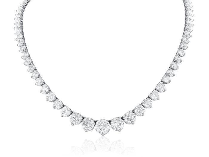 28376 25.00 Ct White Gold 14k Women Small Round Cut Diamonds Necklace