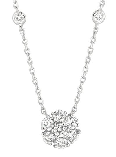 Hc12851 1 Ct Diamonds Flower & Bezel Necklace Pendant, White Gold 14k - Color G-h - Vs2 & Si Clarity