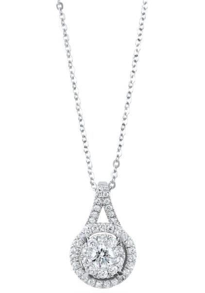 24147 2.00 Ct Lady White Gold 14k Prong Setting Diamonds Pendant Necklace With Chain