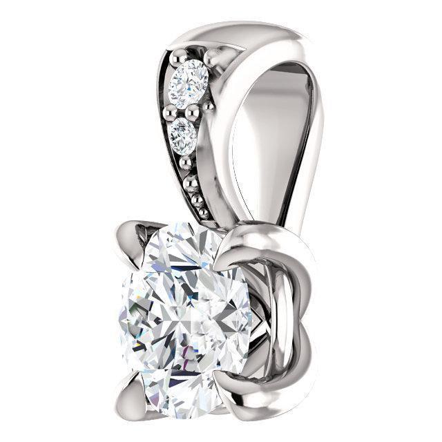 23872 2.90 Ct 14k White Gold Lady Prong Set Round Cut Diamonds Pendant Necklace