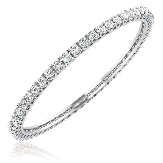 31897 12 Ct Brilliant Cut Sparkling Diamonds Women Bangle Bracelet - White