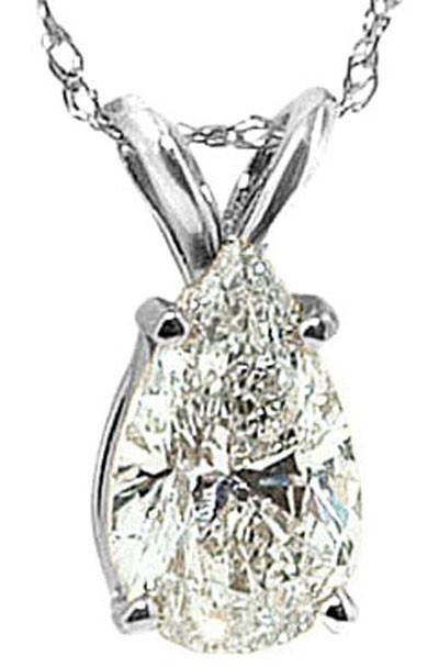 Hc10767 0.75 Ct Pear Diamond Pendant White Gold Necklace - Color G - Si1 Clarity