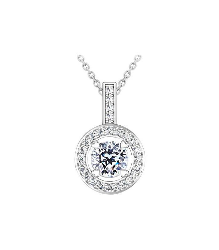 24104 2.10 Ct Round Cut Diamonds Lady Pendant Necklace - 14k Gold White