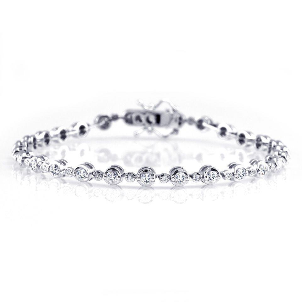 3.25 CT Gorgeous Round Cut Diamond Tennis Bracelet - 14K White Gold