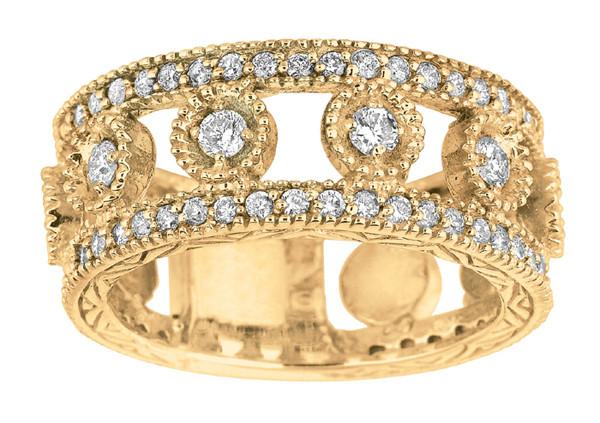 Hc10792-6 0.92 Ct Round Brilliant Diamond Wedding Anniversary Ring Band, Yellow Gold 14k - Color G-h - Vs2 & Si Clarity