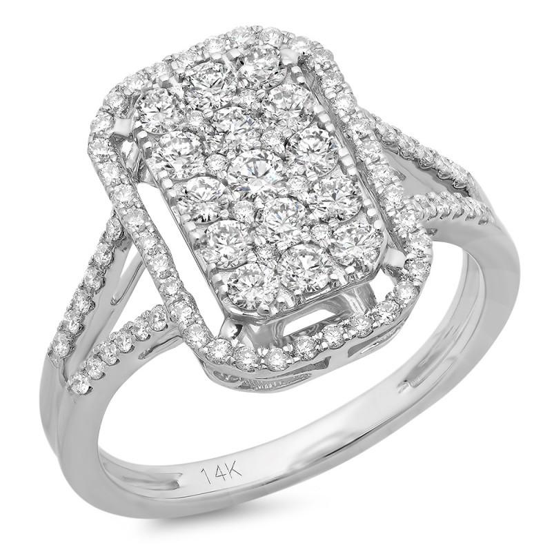 Hc10798-6 0.99 Ct Diamonds Engagement Fancy Ring, White Gold 14k Women Jewelry - Color F - Vvs1 Clarity