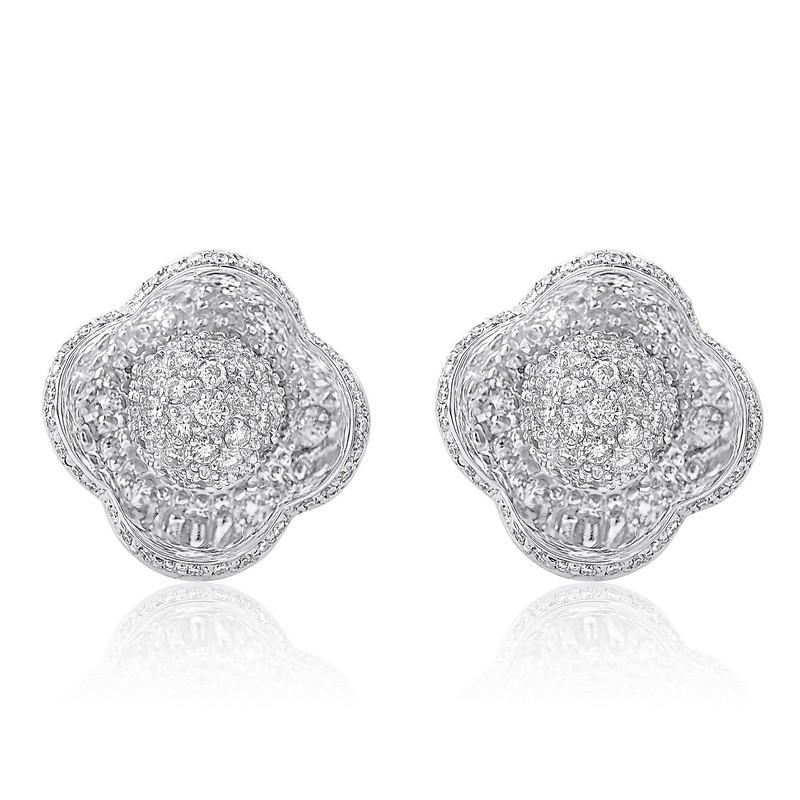 Hc10799 0.99 Ct Round Diamonds Women Jewelry Stud Earring Gold 18k - Color F - Vvs1 Clarity
