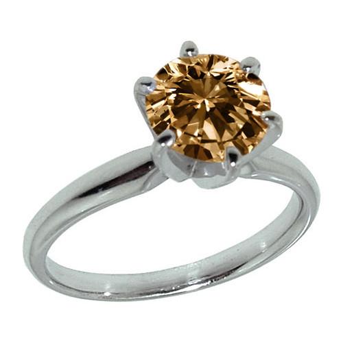 Hc10804-6 1 Ct Cognac Brown Diamond Ring Wedding Jewelry Champagne-chocolate - Vs1 Clarity