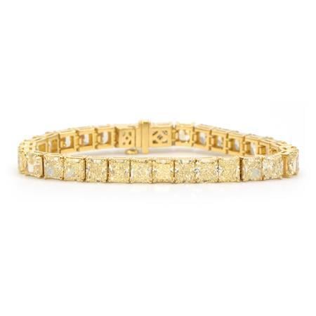 23484 16.57 Ct Radiant Diamond Canary Yellow Gold Vvs Tennis Bracelet