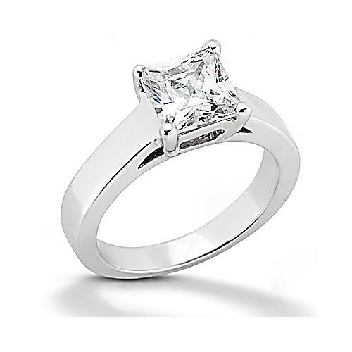 3.5 0.75 Ct Princess Cut Diamond Wedding Ring, White Gold 14k - Color G - Vs2 Clarity