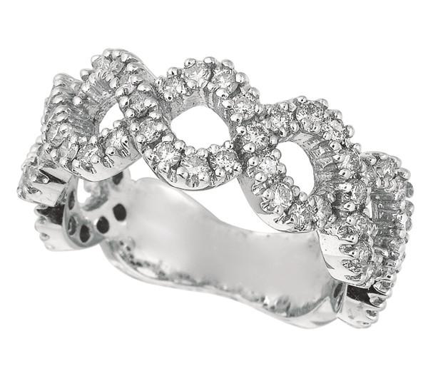 Hc10835-6 1 Ct Round Brilliant Diamond White Gold Diamond Swirl Warp Ring - Color G-h - Vs2 & Si Clarity