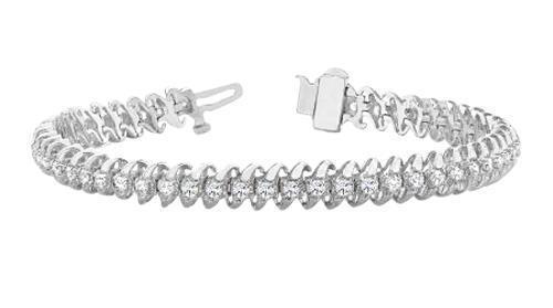 23754 7.00 Ct Sparkling Round Shaped Diamonds Tennis Bracelet - 14k White Gold