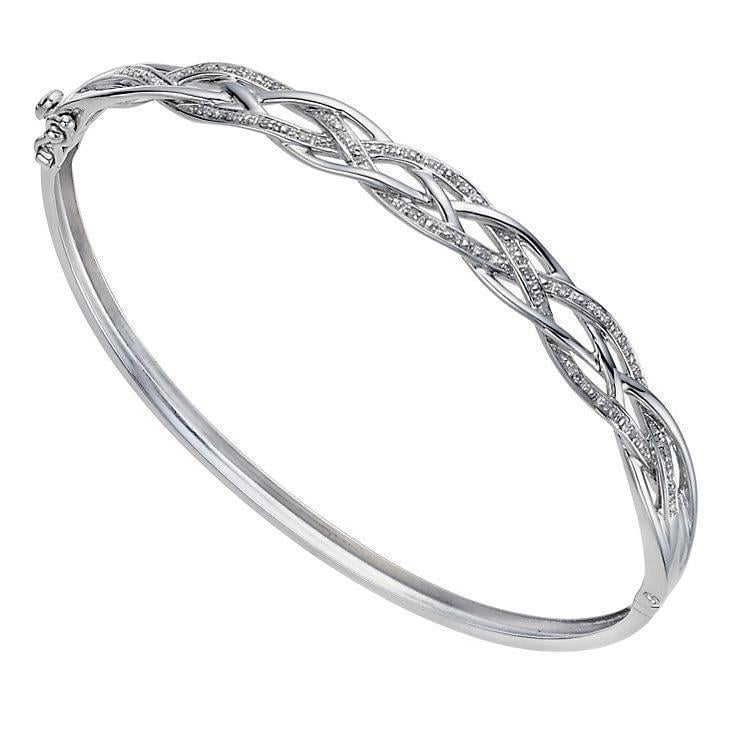 27120 2.00 Ct 14k White Gold Round Brilliant Cut Diamonds Lattice Bangle