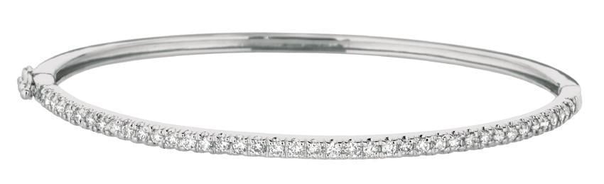 7093 1 Ct Prong Setting Round Brilliant Diamond White Gold Bangle