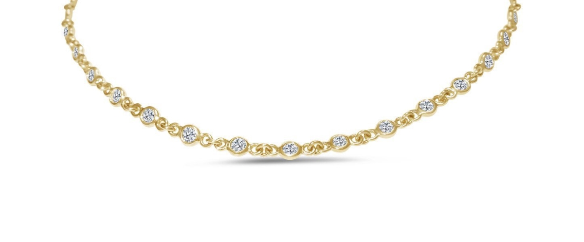 8351 2.00 Ct Sparkling Round Diamonds Bezel Style Necklace - 14k Yellow Gold
