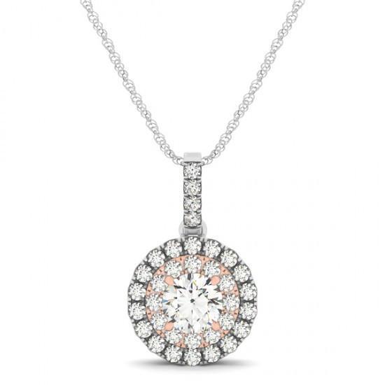 11152 1.15 Ct Round Diamonds Two Tone 14k Gold Pendant Necklace Without Chain