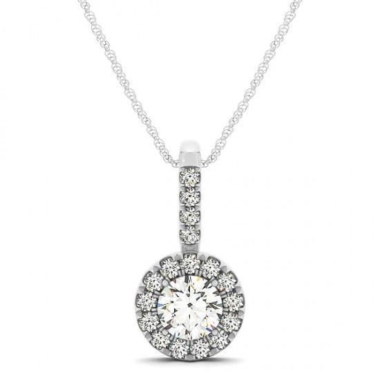 11158 1.25 Ct Solid Round Diamonds Necklace Pendant Without Chain - 14k Gold