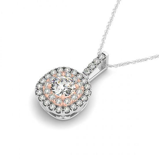 11153 1.25 Ct Solid Round Diamonds Without Chain Pendant Necklace - 14k Gold