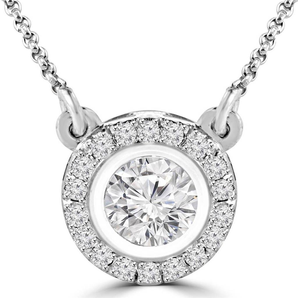 22657 3.50 Ct Round Cut Diamonds Lady Pendant Necklace - 14k White Gold