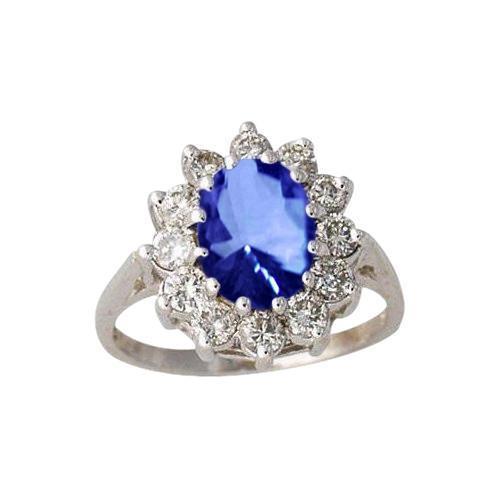 1 6.50 Ct Diamond Jewelry White Gold Flower Style Tanzanite Ring