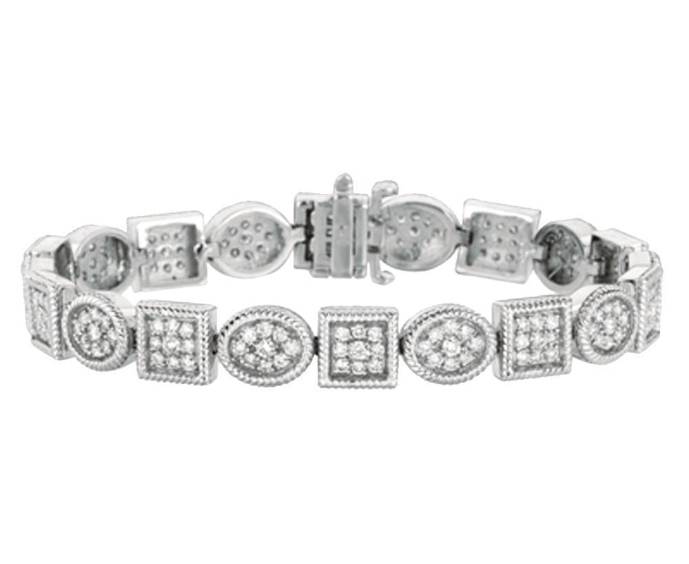 3129 3.50 Ct Diamond Square & Pave 14k Solid Gold Tennis Bracelet