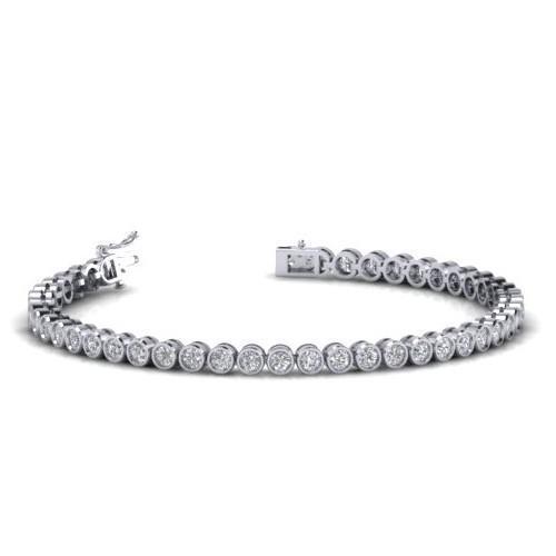 22763 6 Ct Round Shaped Diamond Fine White Gold Tennis Bracelet