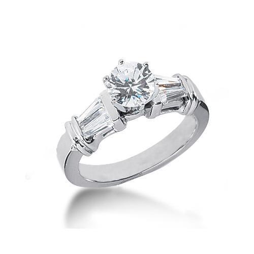 11533 2.01 Ct Baguette Diamonds Anniversary Solitaire With Accents Ring - Gold