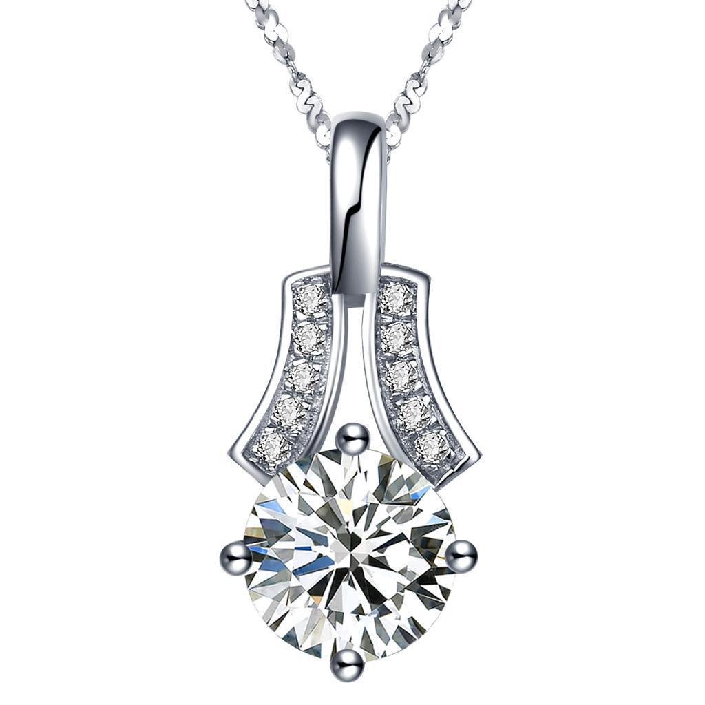 19855 1.85 Ct Prong Set Diamonds Lady Pendant Necklace - 14k White Gold