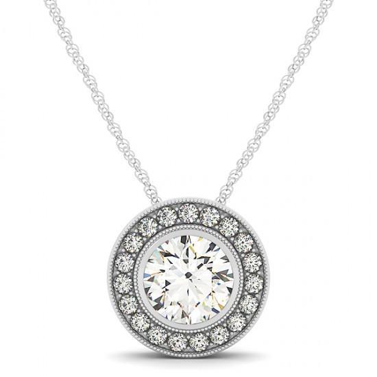 11159 2.00 Ct Round Diamonds Without Chain Pendant Necklace - 14k White Gold