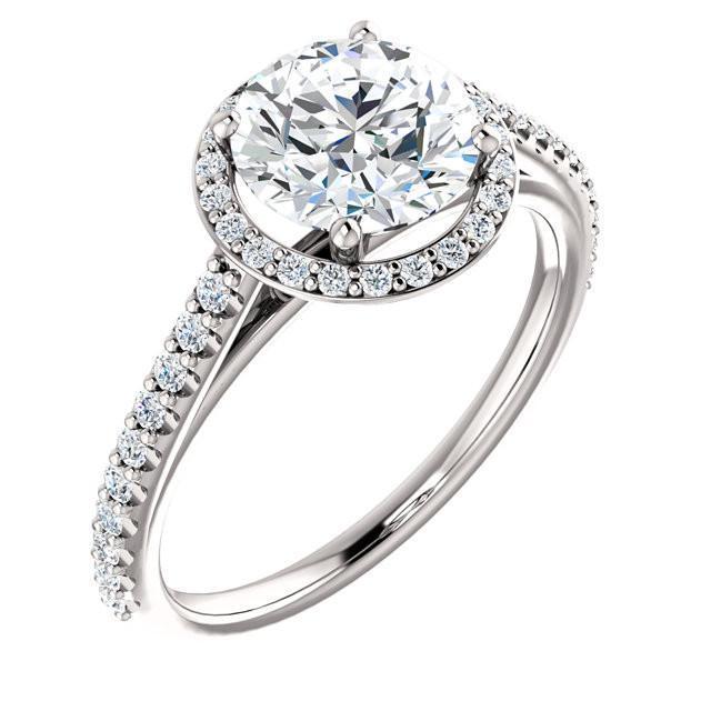 1001 1.85 Ct 14k Round Brilliant Diamond Halo Ring - White Gold