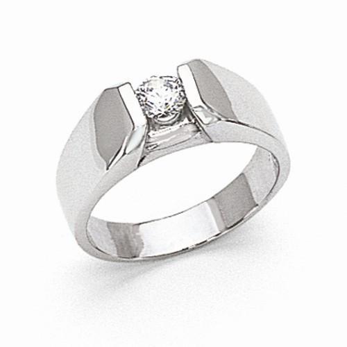 10024 Round Diamond Mens Solitaire Ring - 14k Gold, Size 9.5