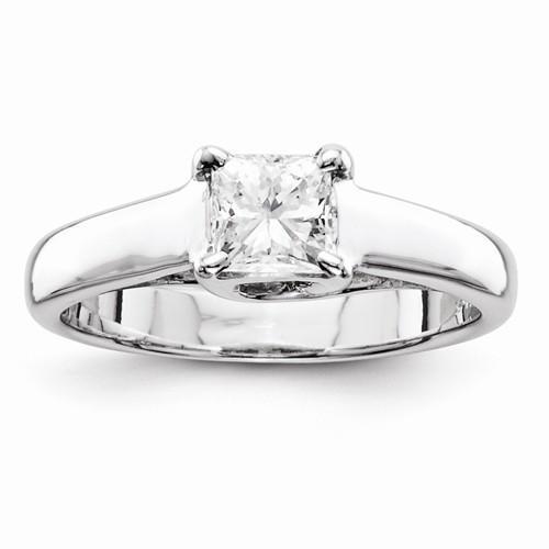 10031 Diamond Princess Solitaire Ring - 14k White Gold, Size 7