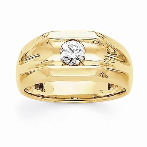 10038 Diamond Solitaire Wedding Mens Ring - 14k Yellow Gold, Size 10