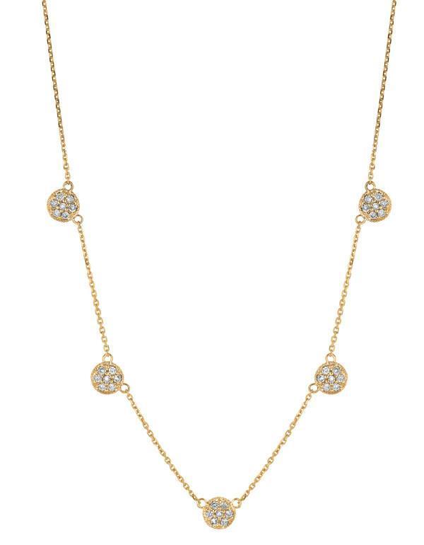 6780 0.75 Ct Pave Setting Round Brilliant Diamond Round Solid Gold 14k Necklace