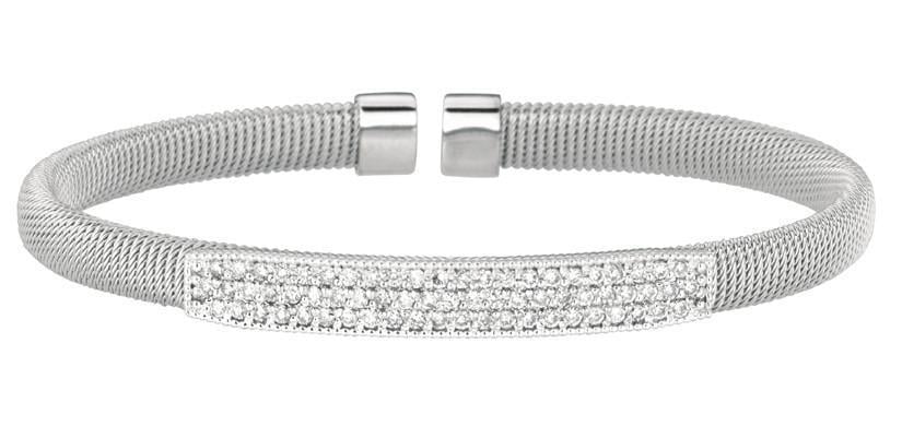 4452 1 Ct Pave Setting Round Brilliant Diamond Bangle - 14k White Gold