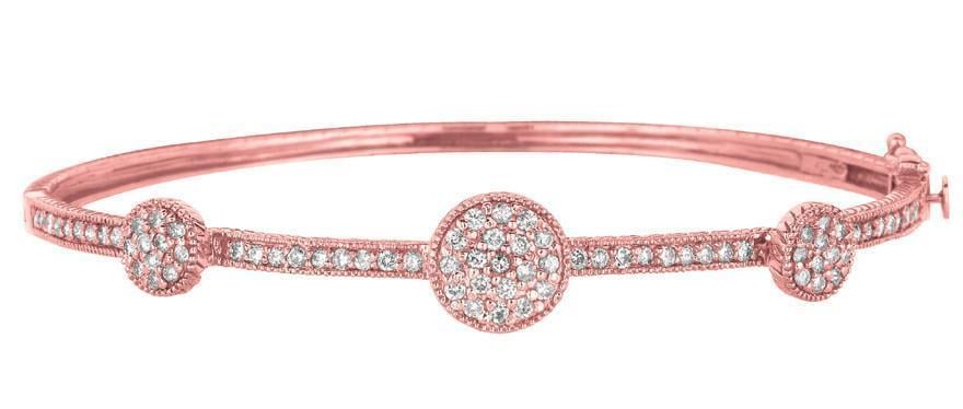 4455 1.02 Ct Pave Setting Round Brilliant Diamond Bangle - 14k Pink Gold