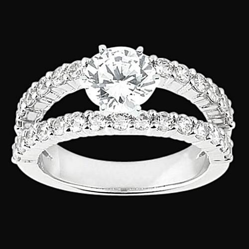 11540 2.51 Ct Double Shank White Gold Diamonds Engagement Solitaire With Accents Ring