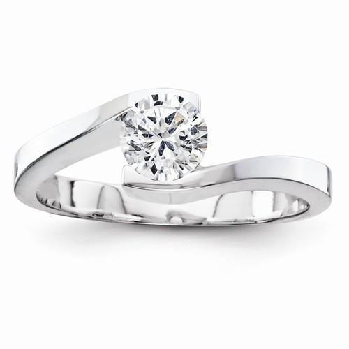 10003 Solitaire Round Diamond Wedding Ring - 14k White Gold, Size 6