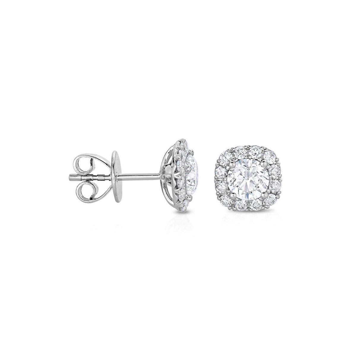 2.30 CT Women Studs Earrings Round Cut Natural Diamonds - 14K White Gold