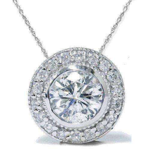 Hc10273 2.75 Ct 14k Womens White Gold Round Cut Diamond Pendant Necklace