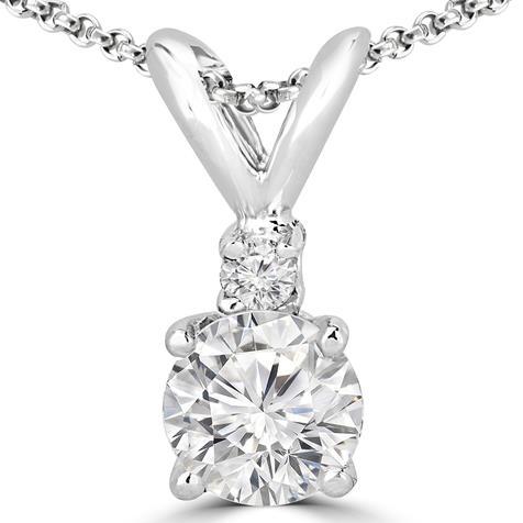 Hc10280 2.25 Ct 14k White Gold Beautiful White Round Diamond Pendant Necklace